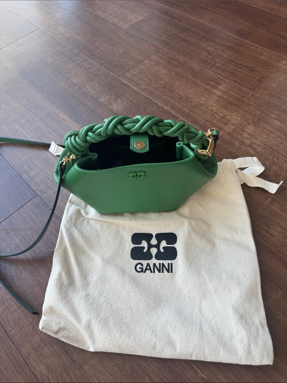 BRAND NEW (never used) GANNI juniper MINI BOU BAG
Green Braided-Handle Bag - Picture 2 of 3